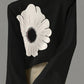 Flared Sleeves Flower Print High-Neck T-Shirts Tops