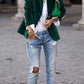 Lapel Collar One Button Blazer
