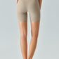 V-Waist Ribbed Sports Biker Shorts with Pockets