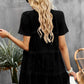 Frill Trim Spliced Mesh Mini Dress