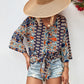 Tie Hem V-Neck Three-Quarter Sleeve Blouse