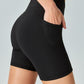 V-Waist Ribbed Sports Biker Shorts with Pockets