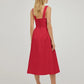 Square Neck Wide Strap Midi Dress