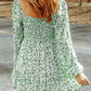 Smocked Floral Square Neck Balloon Sleeve Dress