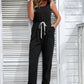 Two-Tone Drawstring Waist Sleeveless Jogger Jumpsuit