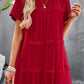 Frill Trim Spliced Mesh Mini Dress