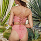 Printed Lace-Up Crisscross Cropped Tankini Set