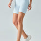 V-Waist Ribbed Sports Biker Shorts with Pockets