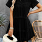 Frill Trim Spliced Mesh Mini Dress
