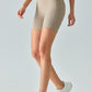 V-Waist Ribbed Sports Biker Shorts with Pockets