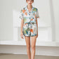 Lapel Collar Shirt and Shorts Lounge Set