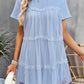 Frill Trim Spliced Mesh Mini Dress