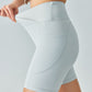V-Waist Ribbed Sports Biker Shorts with Pockets