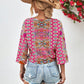 Tie Hem V-Neck Three-Quarter Sleeve Blouse