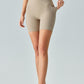 V-Waist Ribbed Sports Biker Shorts with Pockets
