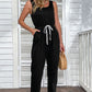 Two-Tone Drawstring Waist Sleeveless Jogger Jumpsuit
